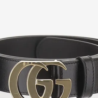 Gucci Mens Leather Belt Marmont Black Calfskin