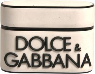 Dolce & Gabbana Ge&euml;tst Logo Airpods Hoesje Houder - Heren - Telefoonaccessoires - Wit - ONE Size - Accessoires