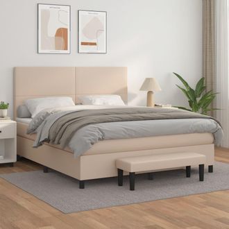 vidaXL Vidaxl - Cama Box Spring Con Colch&oacute;n Cuero Sint&eacute;tico Capuchino 180x200cm