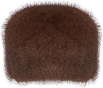 Cesare Gaspari Accessoires, Dames, Bruin, ONE Size, Leer, Faux Fur Winter Hat