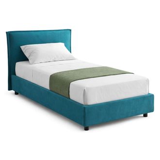 Dmora Cama Individual Atrelmo, Colch&oacute;n Incluido, Desenfundable, Fabricado En Italia, Con Contenedor, Azul
