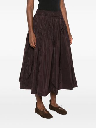 Susanne Bommer Pleated Taffeta Skirt - Burgundy