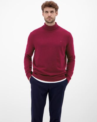 Lerros Rollkragenpullover LERROS, Herren, Gr. L, maple rot, Strick, Obermaterial: 88% Schurwolle, 12% Kaschmir, unifarben, regular fit normal, ohne Ausschnit
