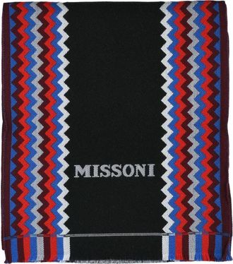 Missoni Black Blue Wool Scarf