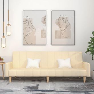 vidaXL Sof&aacute; Cama De 2 Plazas Tela Color Crema Vidaxl