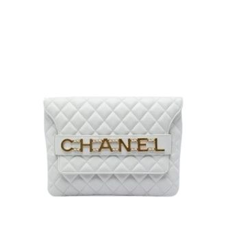 Chanel Pre-owned Vintage Quilted Clutch - Dames - Pre-owned - Wit - Maat: ONE Size Leer