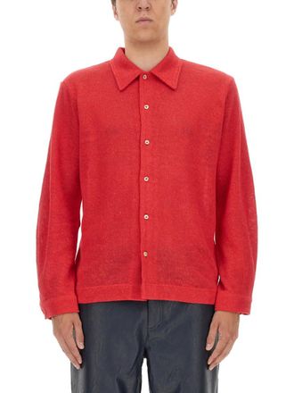 S&eacute;fr Red Regular Solid Shirt