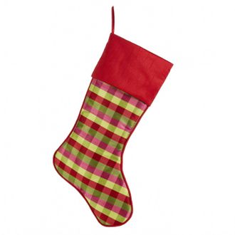 Raz Imports Inc. Bright Plaid Christmas Stocking In Pink & Magenta