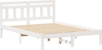 vidaXL Bed Frame with Headboard White Pine wood Vidaxl