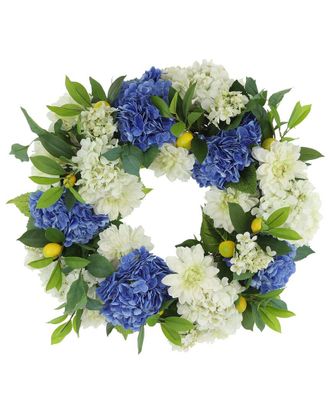 Creative Displays Inc. 24In Spring Wreath With Dahlias, Hydrangeas & Lemons