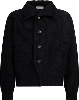 Dries Van Noten Ribbed Knit Cardigan - Heren - Vesten - Zwart - M - Truien & Vesten
