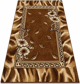 RugsX Alfombra Bcf Morad Trio Flores, Hojas Cl&aacute;sico - Marr&oacute;n Brown 160x220 Cm