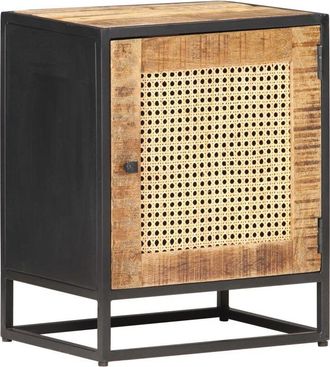 vidaXL Vidaxl - Bedside Cabinet 40x30x50 cm Rough Mango Wood and Natural Cane
