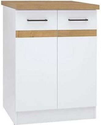 OEM Mueble Bajo De Cocina Junona 60 Cm - 2 Puertas - Encimera - Blanco Brillante