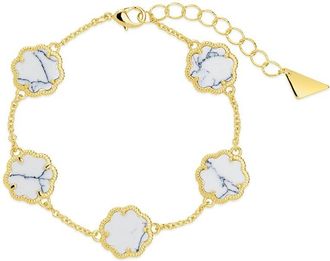Sterling Forever 14K Plated Rose Petal Station Bracelet