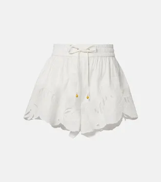 Zimmermann Mahon embroidered cotton shorts