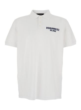 Dsquared2 White Logo Shirt Collar Polo