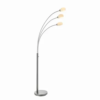 Endon Lighting Jaspa - Lampada Da Terra A Led 3 Luci Nickel Satinato, Vetro Bianco