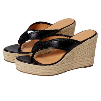 Jack Rogers Rowan Platform Wedge Black / Black 111221WG01-037 Womens