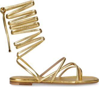 Michael Kors Jade Metallic Leather Gladiator Sandal - Dames - Sandalen - Geel - 37 EU - Leer - Schoenen