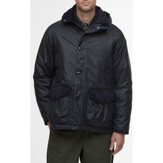 Barbour Modern Waxed Cotton Jacket with Removable Hood in Navy at Nordstrom, Size X-Large