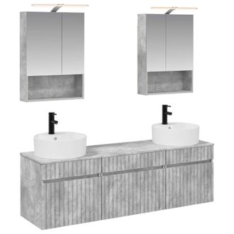 vidaXL Juego De Muebles De Ba&ntilde;o 5 Pcs Gris Hormig&oacute;n 50 X 14,5 X 70 Cm Vidaxl