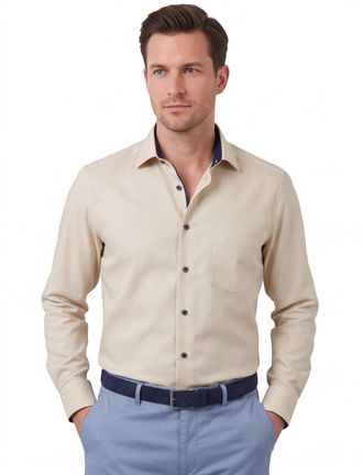 Olymp overhemd Olymp Luxor Comfort Fit beige strijkvrij