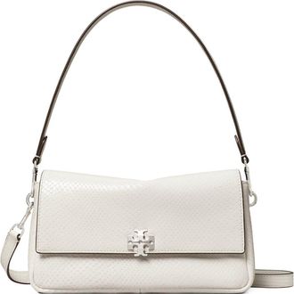 Tory Burch Small Charlie Snakeskin Embossed Leather Shoulder Bag in Light Gray at Nordstrom