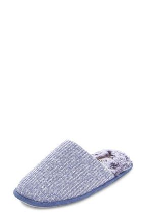 Floopi Aurora Knit Scuff Slipper with Faux Fur Lining in Blue at Nordstrom Rack, Size X-Large