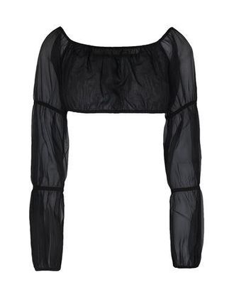 8 by YOOX CRINKLED VOLUME BELL SLEEVE CROP TOP