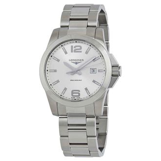 Longines Conquest Silver Dial Stainless Steel Mens 43mm Watch L37604766