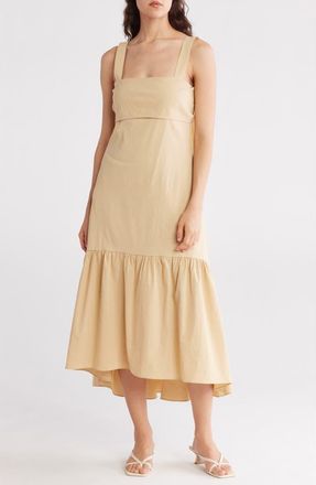 Theory Linen Blend Midi Dress in Butter Yellow at Nordstrom Rack, Size Petite