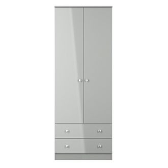 Lewis's Yarmouth Tall 2 Drawer Wardrobe in Uniform Grey & Dusk Grey - Ready Assembled - Lewiss Home | TJ Hughes