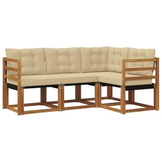 vidaXL Conjunto De Sof&aacute;s De Exterior Con Coj&iacute;n 4 Pcs Natural Y Beige Vidaxl