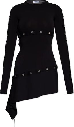 The Attico Jurk met drukknoopsluitingen - Dames - Korte kleedjes - Zwart - XS - Kleedjes