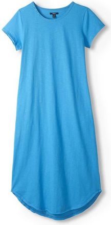 Hatley Azure Embroidered Raw Hem Cotton Midi T-Shirt Dress in Blue at Nordstrom, Size X-Large
