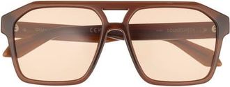 Quay Soundcheck 57mm Gradient Aviator Sunglasses in Dark Brown/tan at Nordstrom