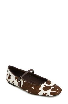 Kenneth Cole Jasper Mary Jane Flat in Brown Cow Haircalf at Nordstrom Rack, Size 6.5