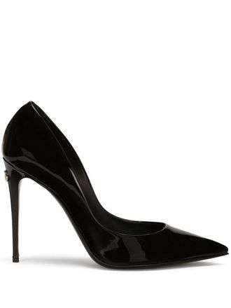 Dolce & Gabbana 105mm patent leather pumps - women - Calf Leather/Calf Leather/Goat Skin/Leather - 38 - Black