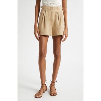 Ulla Johnson Kira Pleated Cotton Shorts in Sahara at Nordstrom, Size 10