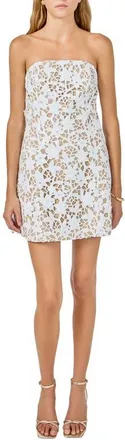 endless rose Floral Lace Strapless Minidress in Ivory at Nordstrom, Size X-Small