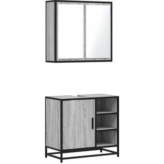 vidaXL Vidaxl - Set De Muebles De Ba&ntilde;o 2 Pzas Madera Contrachapada Gris Sonoma