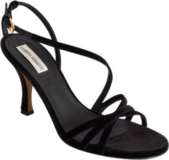 Alberta Ferretti Schoenen, Dames, Zwart, 41 EU, Velvet Heeled Sandal