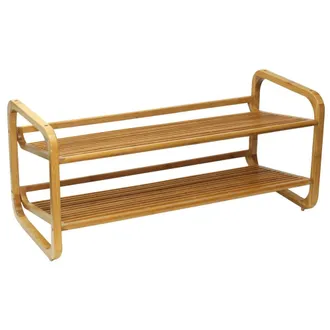 Oceanstar 2 Tier Bamboo Shoe Rack, Rounded