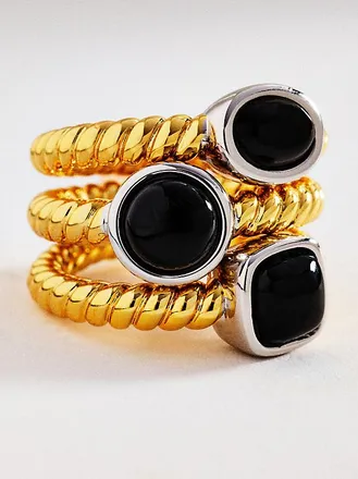 Luv AJ Midnight Mesa Rings, Set of 3