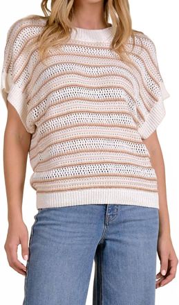 Elan Open Knit Sweater In Natural Stripe
