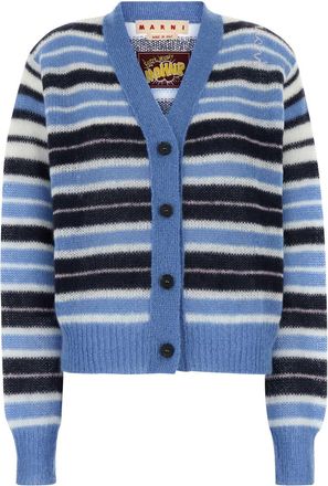 Marni Womens Multicolor Mohair Blend Cardigan - Light Blue Wool - Size EU 32 (Womens)