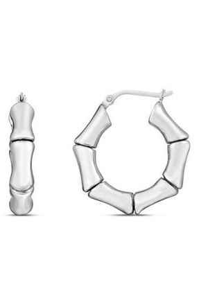 Karat Rush Rhodium Plated Sterling Silver Bamboo Hoop Earrings in Rhodium White at Nordstrom Rack