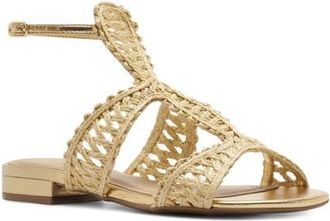 Arezzo Ciara Ankle Strap Sandal in Natural Gold at Nordstrom, Size 7.5