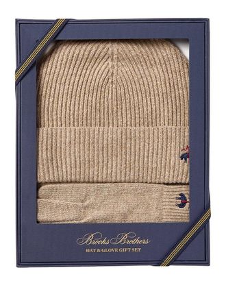 Brooks Brothers 2pc Wool & Cashmere-Blend Hat & Gloves Set
